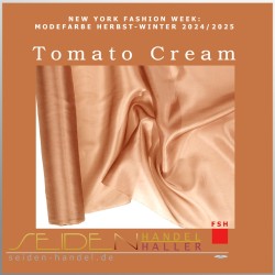 Seidenstoff Luxus Ponge 04, 92cm, Trendfarbe Tomato Creme
