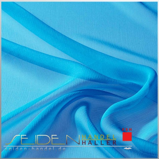 Seidenstoff Crinkle Georgette 08, 136cm, 3m Coupon, blau Seidenstoff Crinkle Georgette 08, 136cm, 3m Coupon, blau