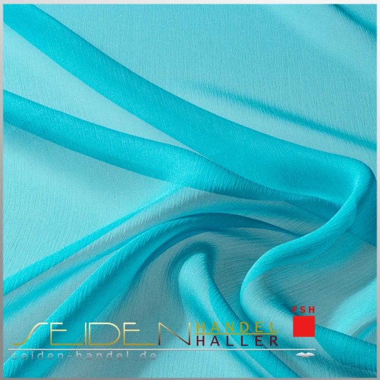 Seidenstoff Crinkle Georgette 08, 136cm, 3m Coupon, blau Seidenstoff Crinkle Georgette 08, 136cm, 3m Coupon, blau