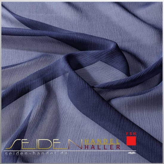 Seidenstoff Crinkle Georgette 08, 136cm, 3m Coupon, blau Seidenstoff Crinkle Georgette 08, 136cm, 3m Coupon, blau