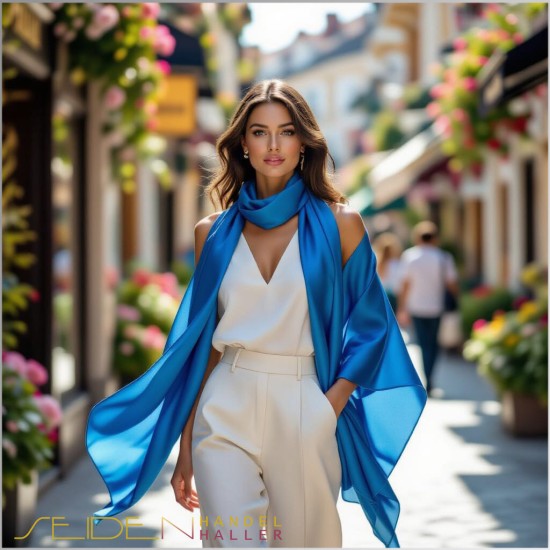 Seidenstoff Ponge 05, Lyons Blue, Fashioncolors 25/26 Seidenstoff Ponge 05, Lyons Blue, Fashioncolors 25/26
