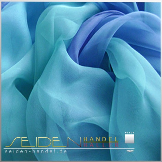 Seidenschal Chiffon 4.5, 90 x 230cm, Bluet, mehrfarbig