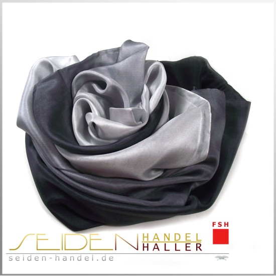 Seidenschal Ponge 05, 45 x 180cm, schwarz-weiss Seidenschal Ponge 05, 45 x 180cm, schwarz-weiss