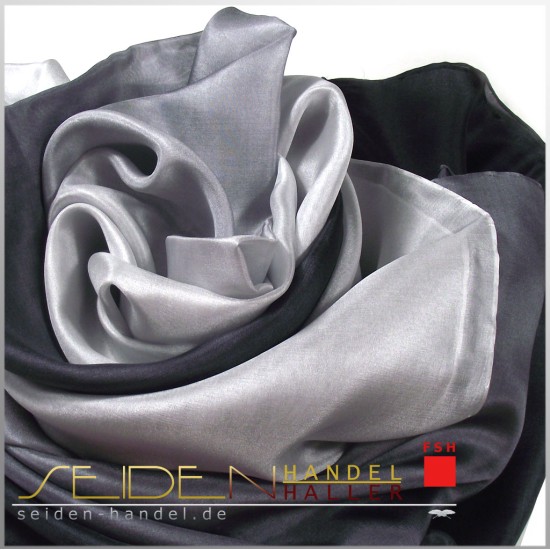 Seidenschal Ponge 05, 45 x 180cm, schwarz-weiss Seidenschal Ponge 05, 45 x 180cm, schwarz-weiss
