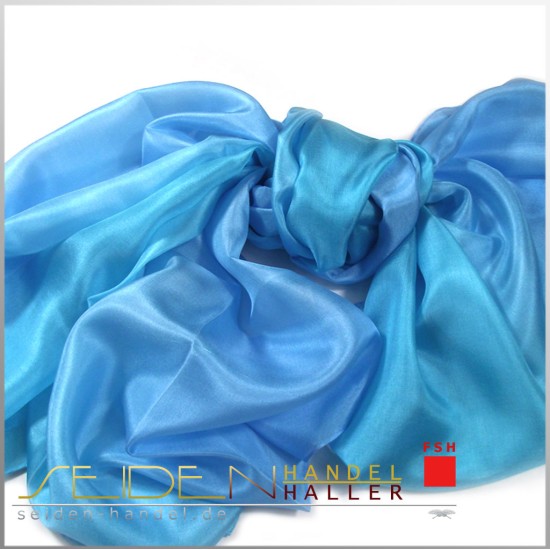 Seidenschal Ponge 05 110 x 220 cm, blau-türkis Seidenschal Ponge 05 110 x 220 cm, blau-türkis