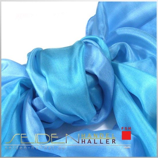 Seidenschal Ponge 05 110 x 220 cm, blau-türkis Seidenschal Ponge 05 110 x 220 cm, blau-türkis