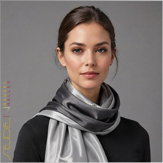 Seidenschal Ponge 05, 45 x 180cm, schwarz-weiss Seidenschal Ponge 05, 45 x 180cm, schwarz-weiss