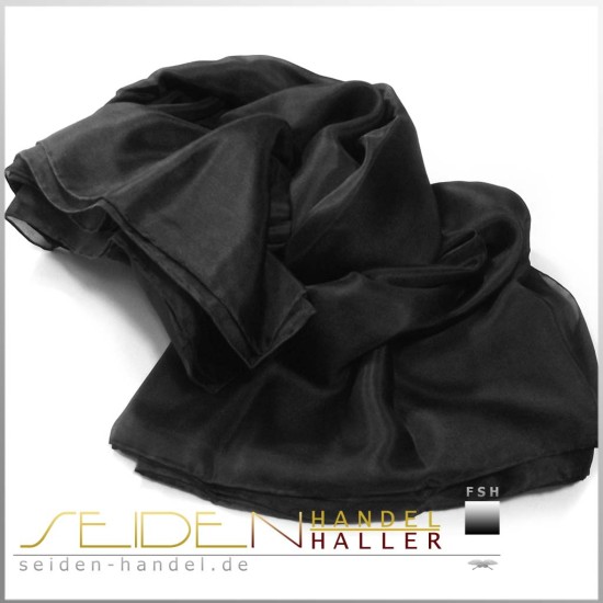 Seidenschal Ponge 05, 138 x 300 cm, schwarz Seidenschal Ponge 05, 138 x 300 cm, schwarz