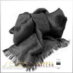 Fransenschal Linen Silk 10, 45 x 180cm, schwarz