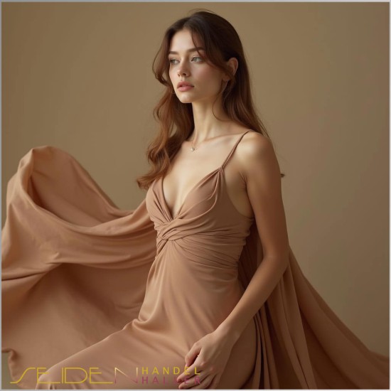 Seidenstoff Chiffon 4.5, 90 cm, Trendfarbe Mocha Mousse