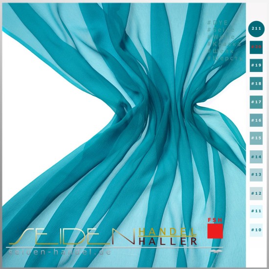 Seidenstoff Crinkle Chiffon 4.5, 136 cm, Azur Green