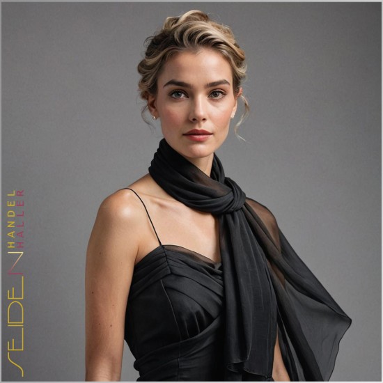 Crinkle Chiffon Stoffe Schwarz