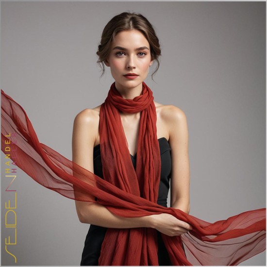 Crinkle Chiffon Stoffe Rot
