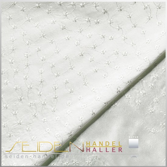 Seidenstoff Dupion Flores, 136cm, naturweiss