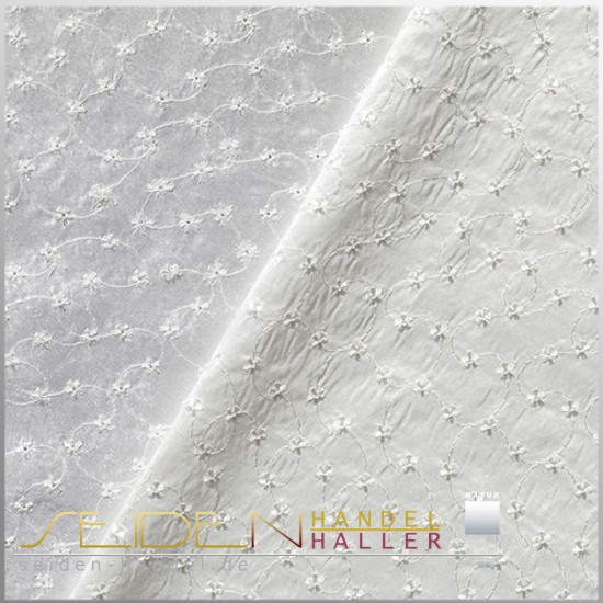 Seidenstoff Dupion Flores, 136cm, naturweiss