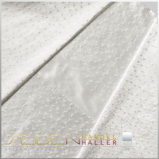 Seidenstoff Dupion Flores, 136cm, naturweiss