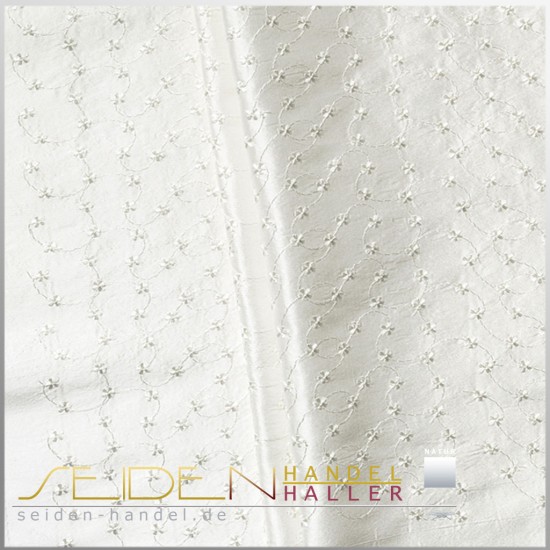 Seidenstoff Dupion Flores, 136cm, naturweiss