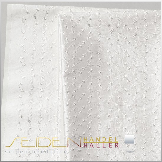 Seidenstoff Dupion Flores, 136cm, naturweiss