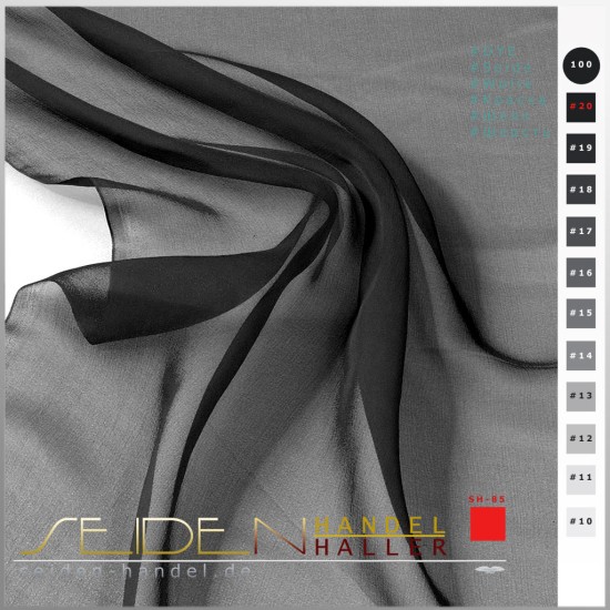 Seidenstoff Chiffon 4.5, 90cm, Black Meteorite