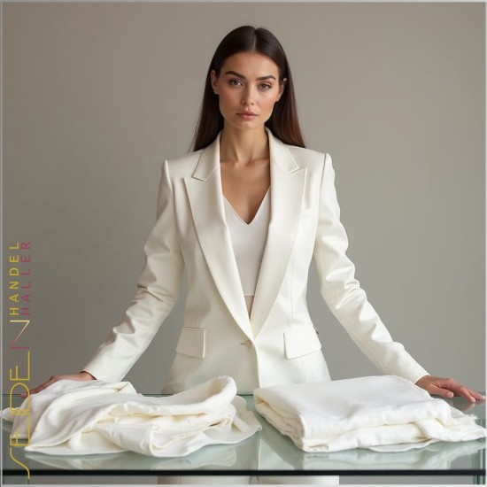 Seidentuch Crepe de Chine 14, Format: 138 x 138cm, naturweiss