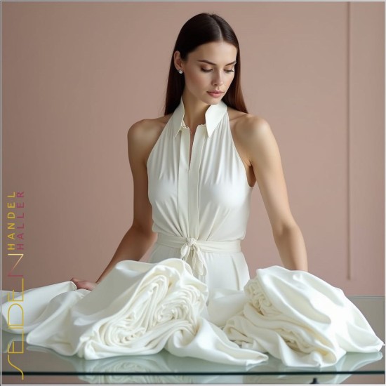 Seidentuch Crepe de Chine 14, Format: 110 x 110cm, naturweiss Seidentuch Crepe de Chine 14, Format: 110 x 110cm, naturweiss