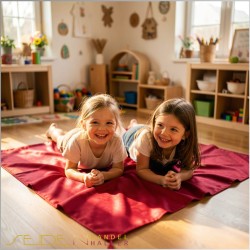 Spieltuch Zinnoberrot Ponge 06 110x110cm