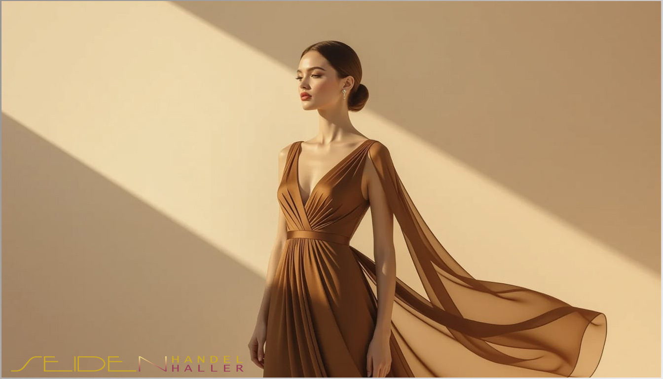 Seidenstoff aus Chiffon - Bronze Brown