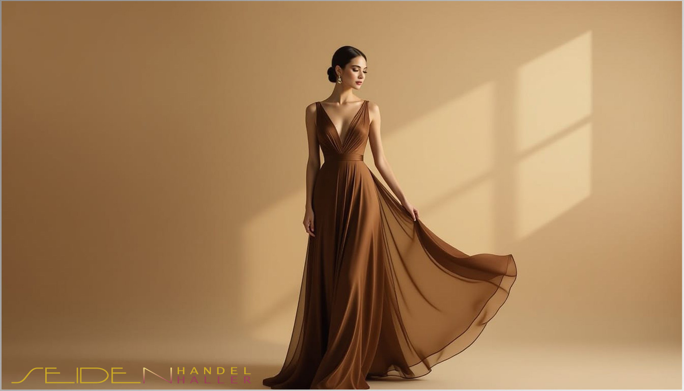 Seidenstoff aus Chiffon - Bronze Brown