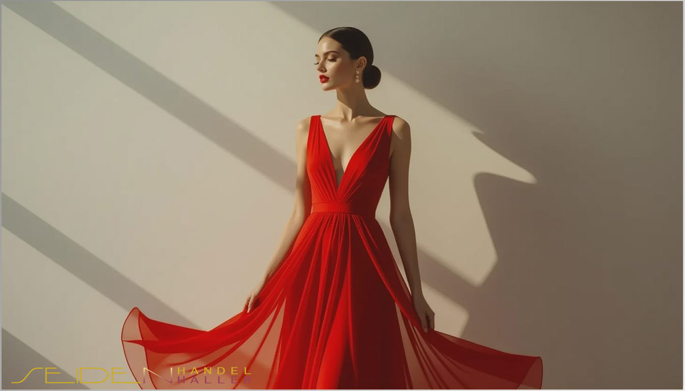 Seidenstoff aus Chiffon - Chili Oil