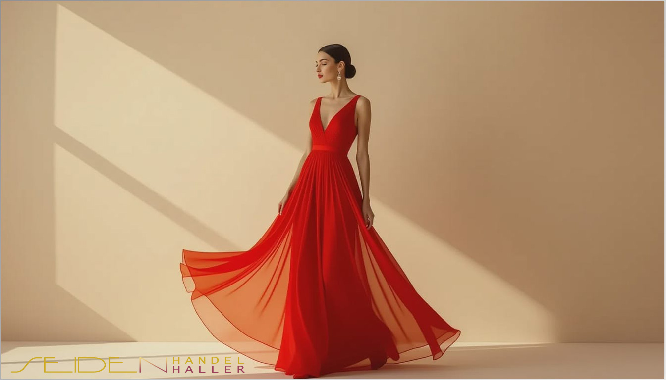 Seidenstoff aus Chiffon - Chili Oil