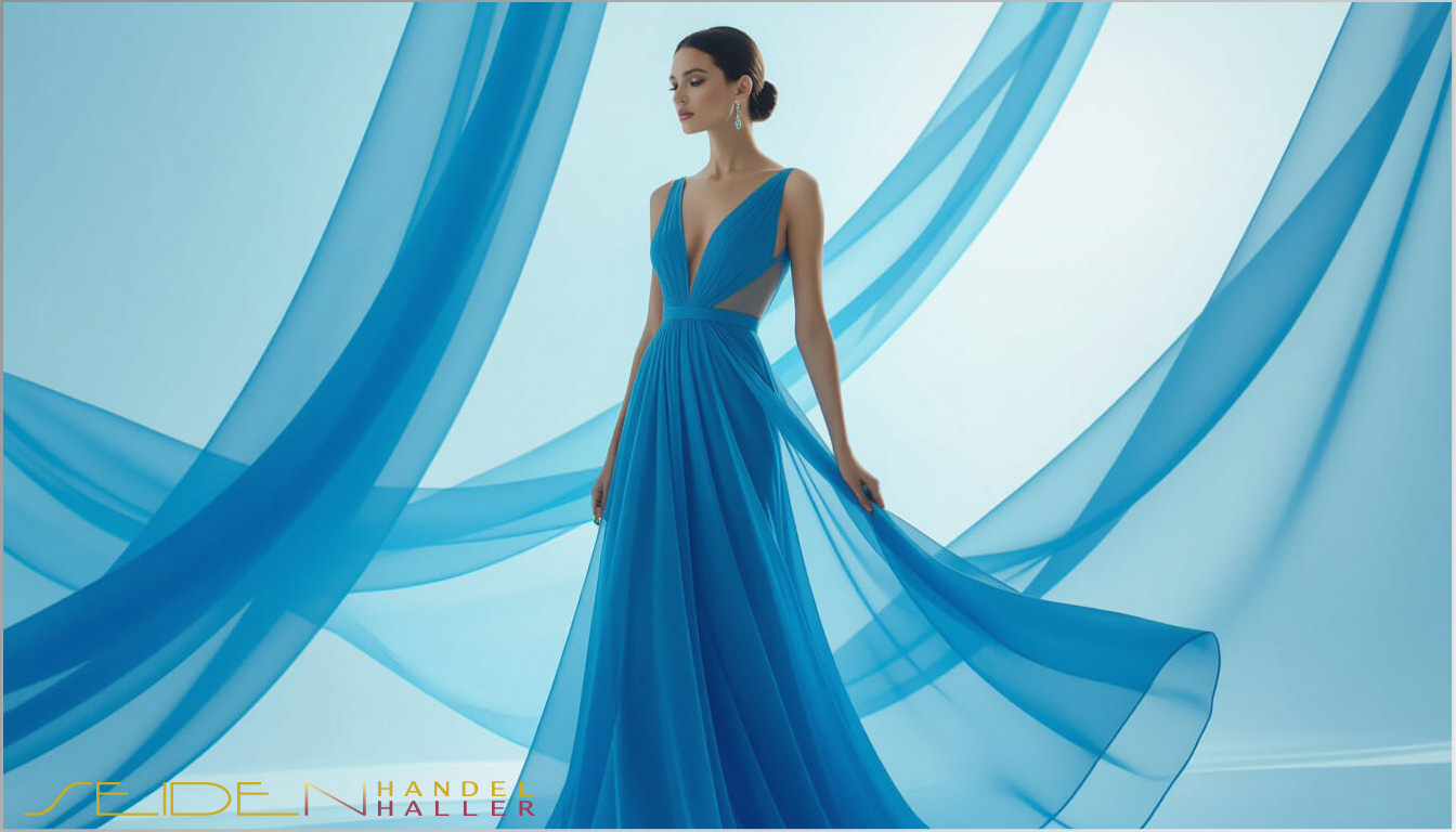 Seidenstoff aus Chiffon - Lyons Blue