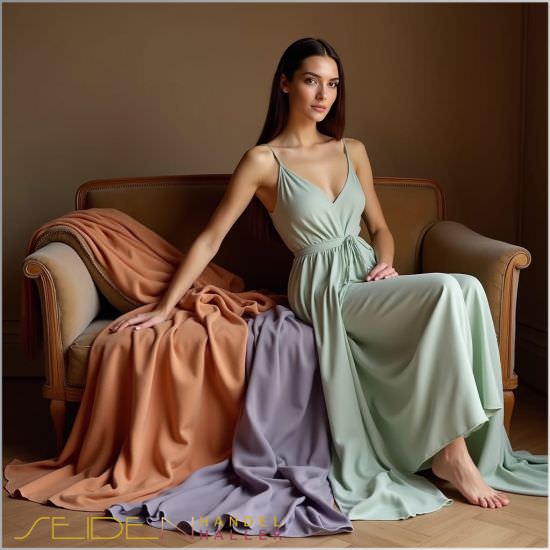 Gefärbte Bourette Seide in mehreren Rottönen